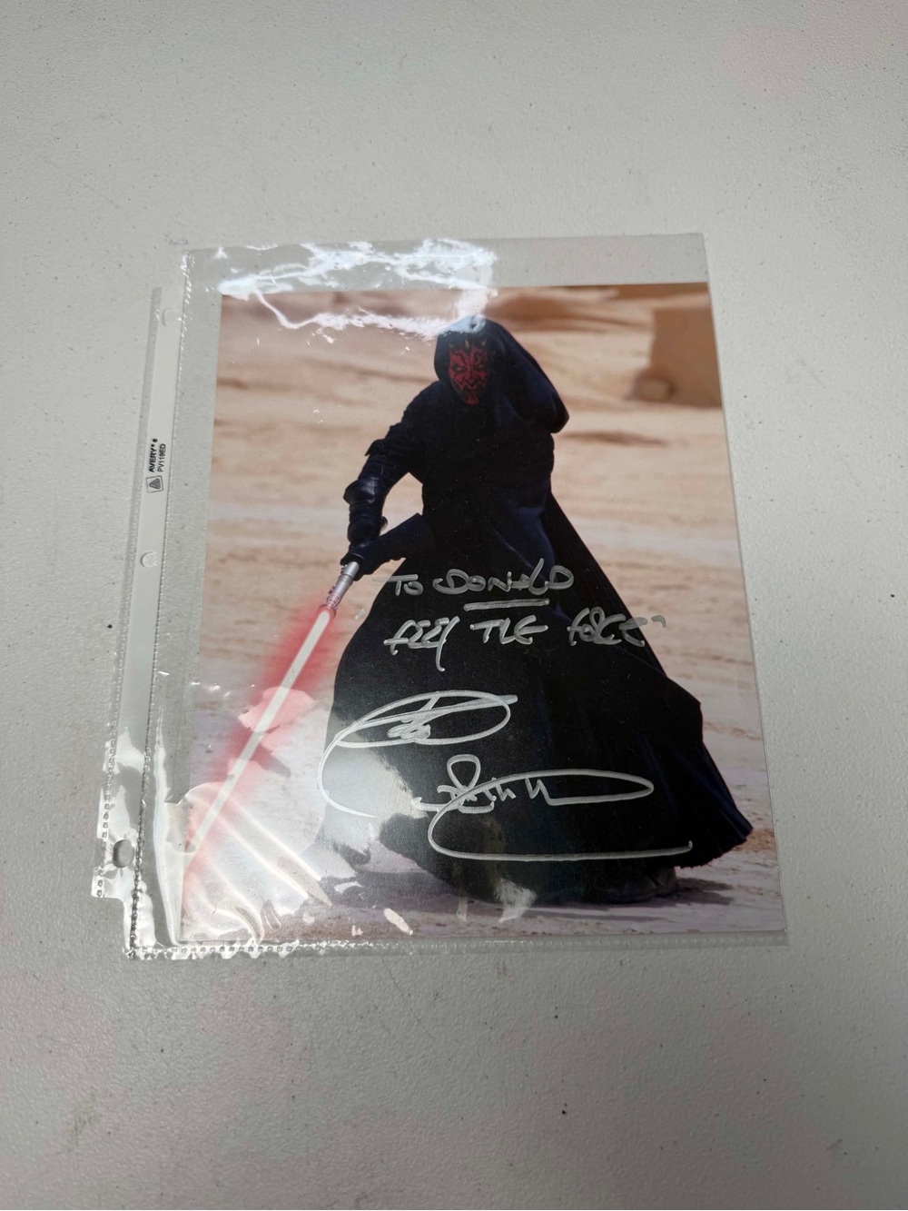 autographed photograph of Ray Park as Darth Maul from Star Wars: Episode I